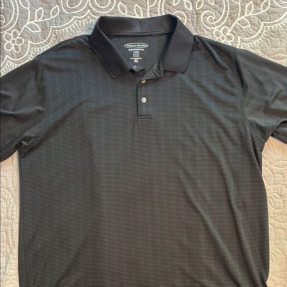 Pebble Beach Black Polo Shirt Classic Design